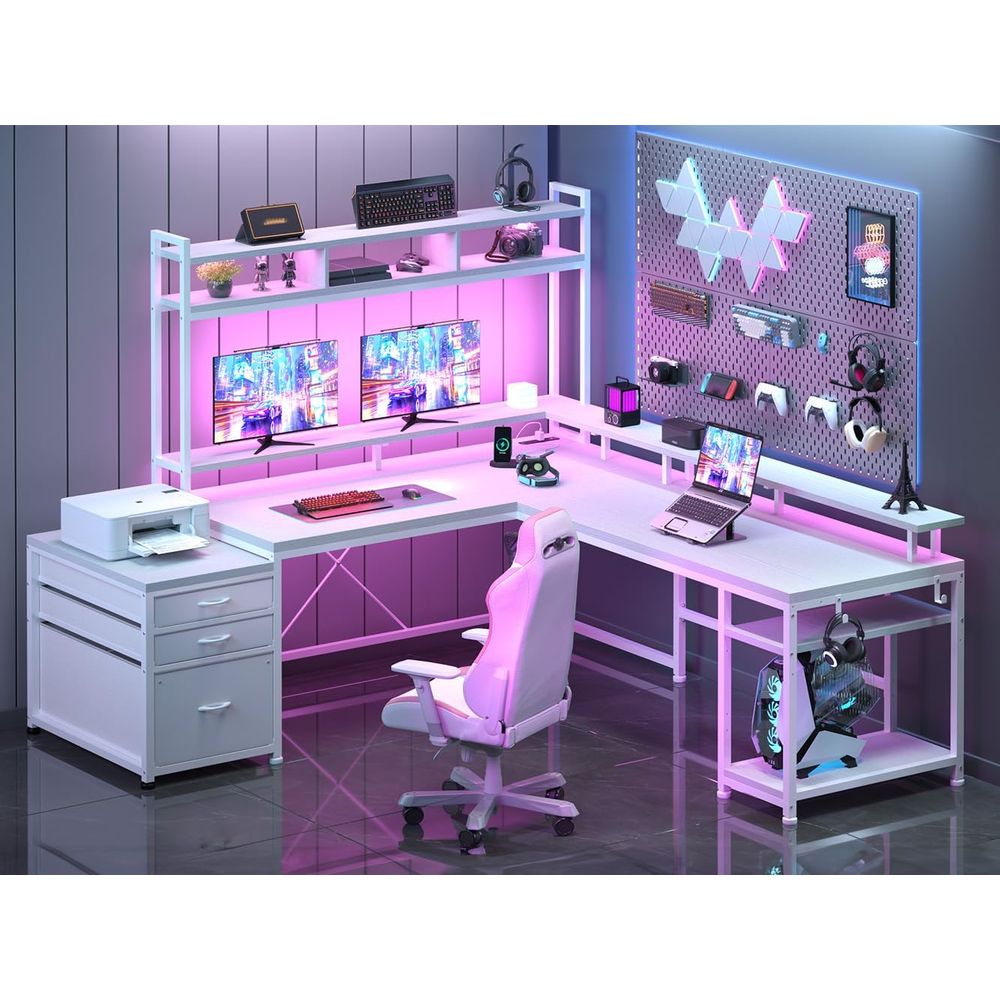 L Shaped Desk Setup - Biurko w kształcie litery L o