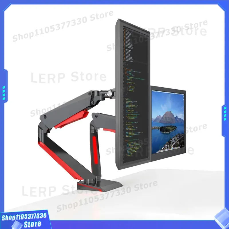 Desk Setup With Monitor Arm - Aluminiowe podwójne uchwyty na monitory 15