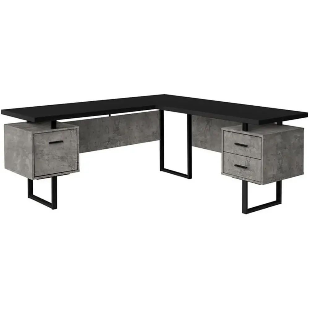 Desk Setup Grey - Biurko komputerowe w kształcie litery L,