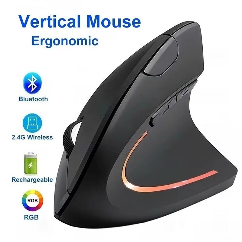Desk Setup For Studying - Ergonomiczna pionowa mysz 2.4GHz Bluetooth do