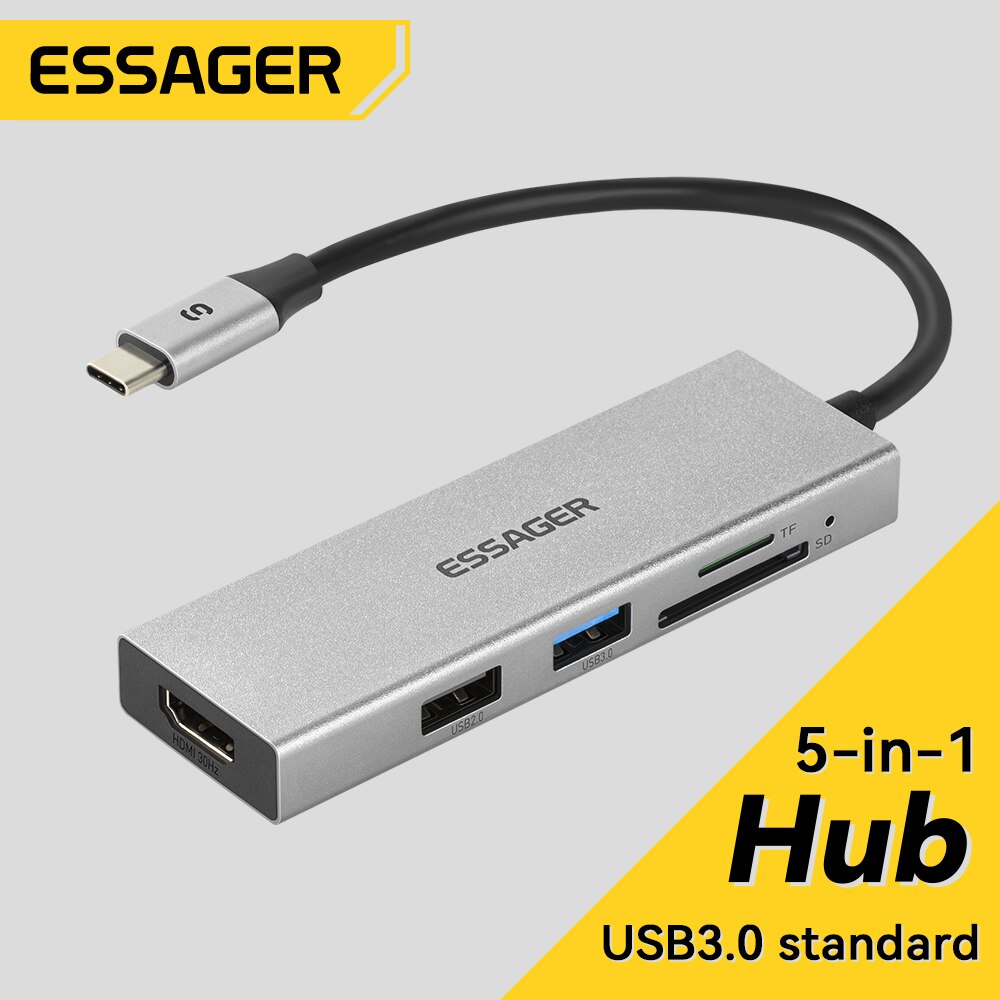 Desk Setup Usb Hub - Essager 5 w 1 USB C