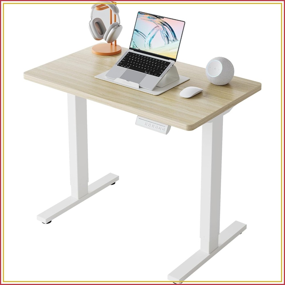 L Shaped Desk Setup - Małe elektryczne biurko stojące z regulacją