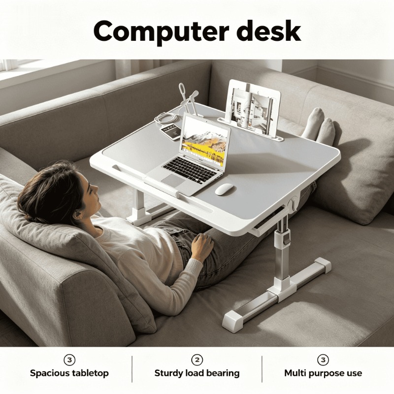 L Shaped Desk Setup - Biurko do sypialni, biurko komputerowe, kompaktowe