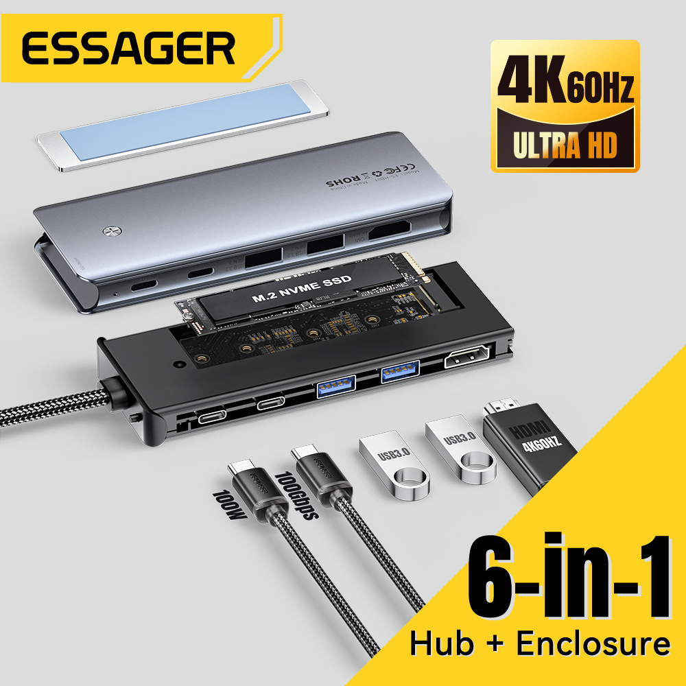 Desk Setup Usb Hub - Essager USB C Hub z obudową