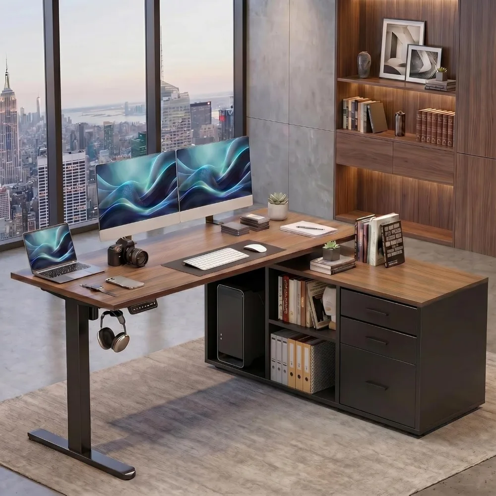 HUANUO 55-calowe biurko narożn – L Shaped Desk Setup recenzja i cena