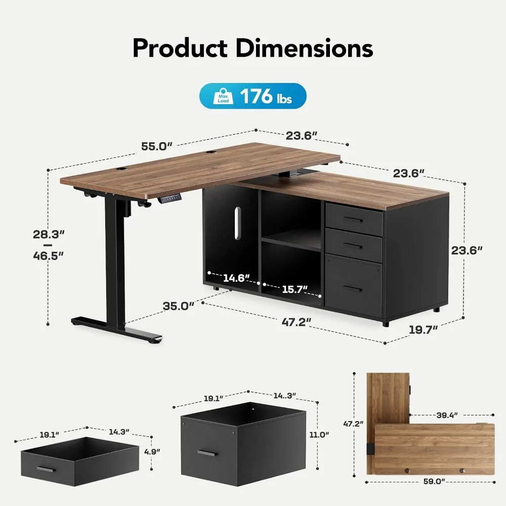 HUANUO 55-calowe biurko narożn – L Shaped Desk Setup recenzja i cena