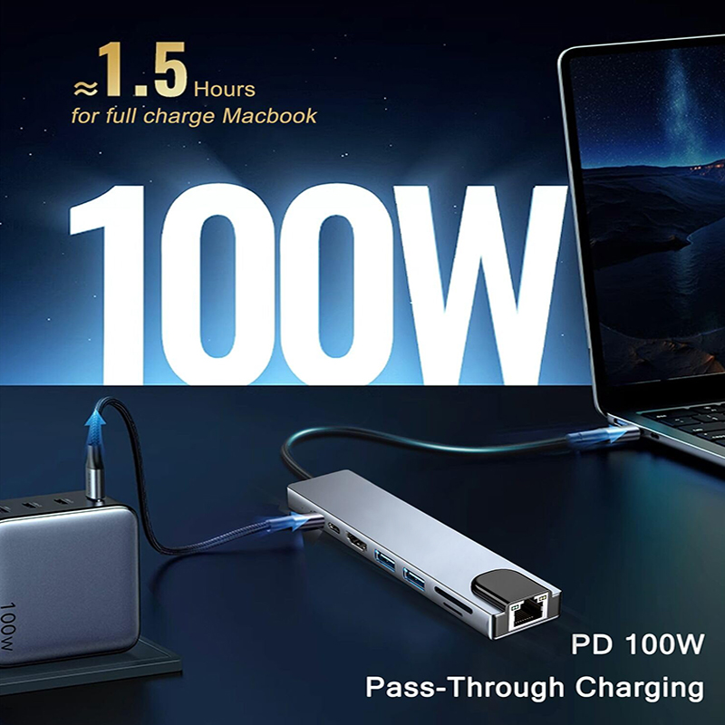 Koncentrator USB typu C 8 w 1  – Desk Setup Usb Hub recenzja i cena