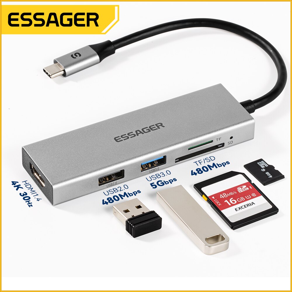 Essager 5 w 1 USB C HUB HDMI-4 – Desk Setup Usb Hub recenzja i cena