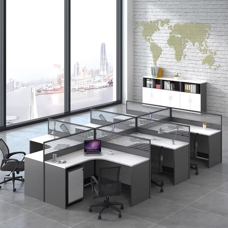 Białe biurko do biura dla 2, 4 – L Shaped Desk Setup recenzja i cena
